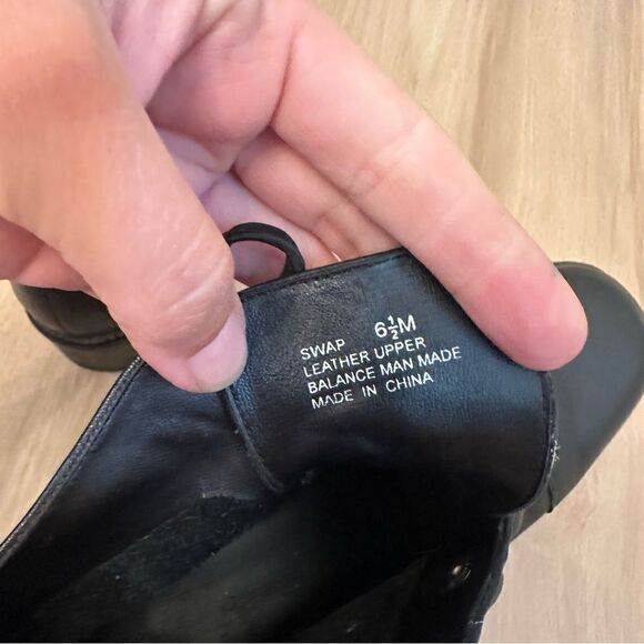 Black Square toe Leather Ankle Boots - Picture 6 of 7